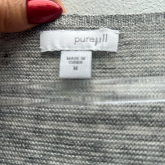 J Jill PURE Tunic Top Women M Linen Cotton Blend Gray Long Sleeve V-neck Stretch - Picture 2 of 10